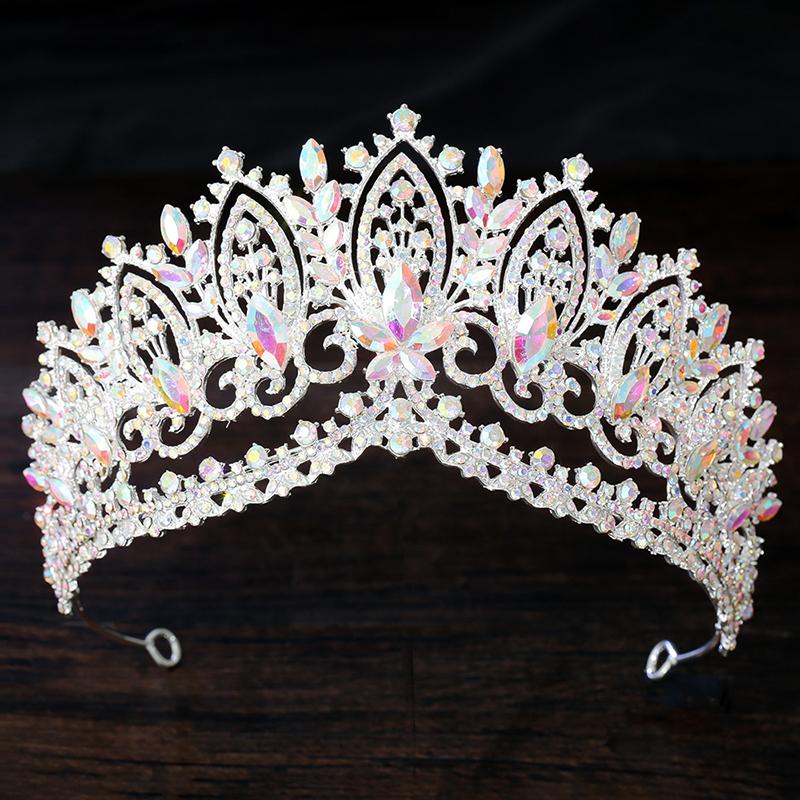 Королевская Королева AB Зеленая Корона Большая Диадема Корона для Женщин Свадебная Вечеринка Корона Украшение для Волос Ювелирные Аксессуары