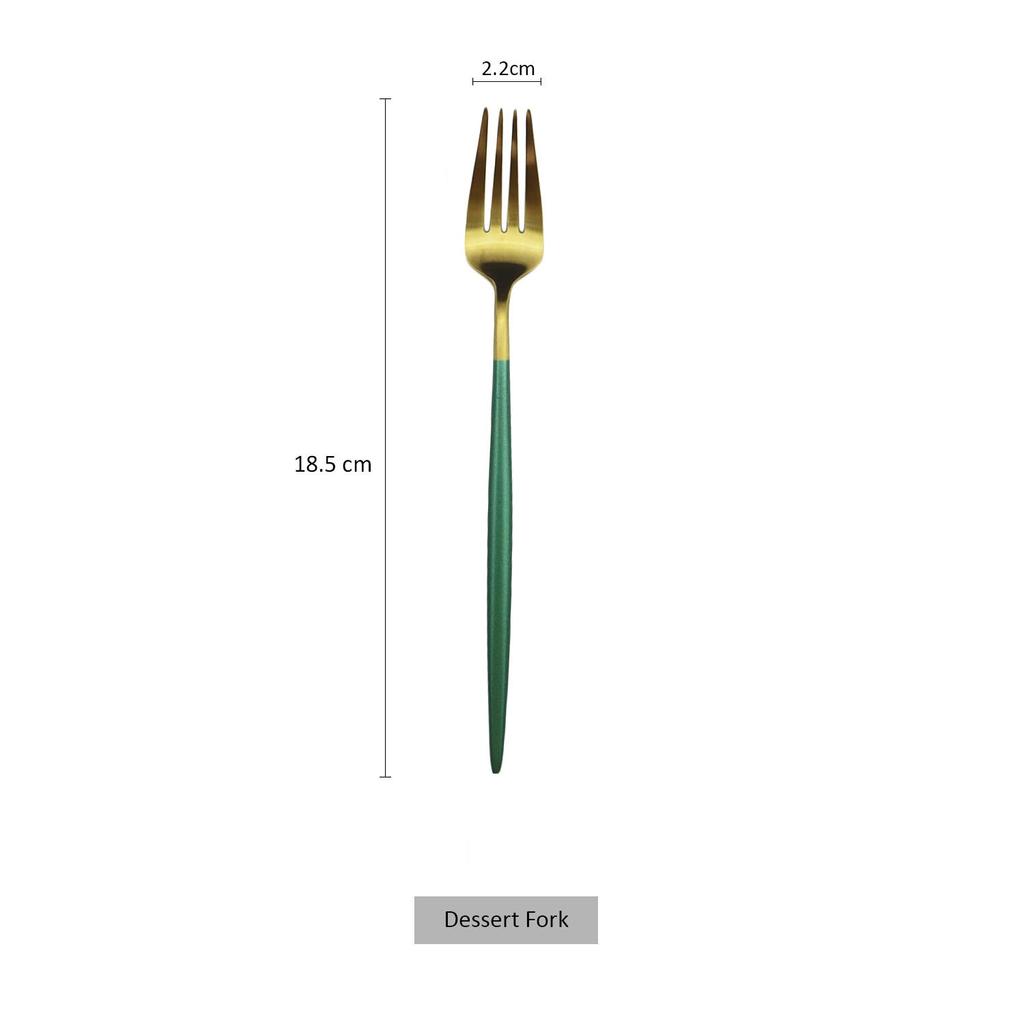 1pcs Green Metal Dinnerware Reusable Gold Flatware 304 Stainless Steel Cutlery Knife Fork Spoon Dessert Tea Kitchen Tableware
