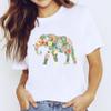 Женская одежда Слон Цветочный тренд 90-х годов Стиль с коротким рукавом Модный принт Летняя футболка с принтом Футболка Леди Женская повседневная футболка с рисунком