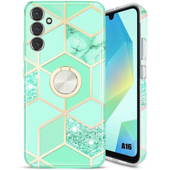 Coque de protection - BOOLING - pour Samsung Galaxy A16 4G/5G - Turquoise - Anneau Rotatif - Antichoc
