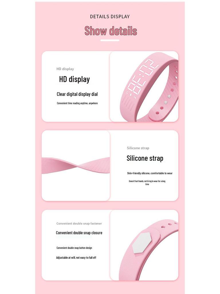 Умные часы Sport для девочек: Шагомер, Вибрационный будильник, Водонепроницаемый многофункциональный браслет