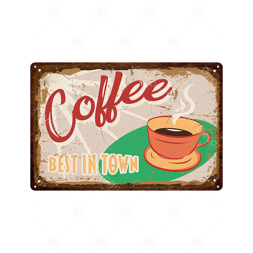 Винтажная жестяная вывеска для кофе, металлическая вывеска, декоративная табличка в стиле ретро, ​​украшение для кафе, кухни, гостиной, кофейни-бара