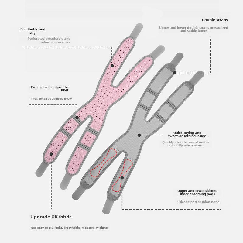 Улучшенный стабилизатор надколенника: Противоскользящие силиконовые наколенники с регулируемыми ремнями для амортизации.
