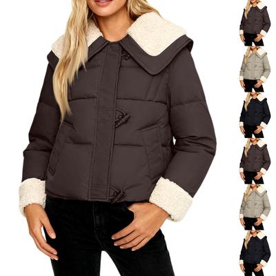 Женская свободная удобная повседневная модная куртка из хлопка с лацканами и застежкой на роговую пуговицу