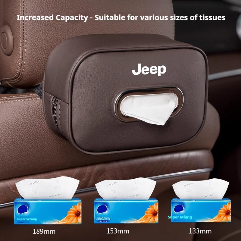 Large Capacity Leather Car Tissue Holder For Jeep Renegade Wrangler JK JL Grand CherokeeP Seat Back Armrest Sun Visor Storage Bag