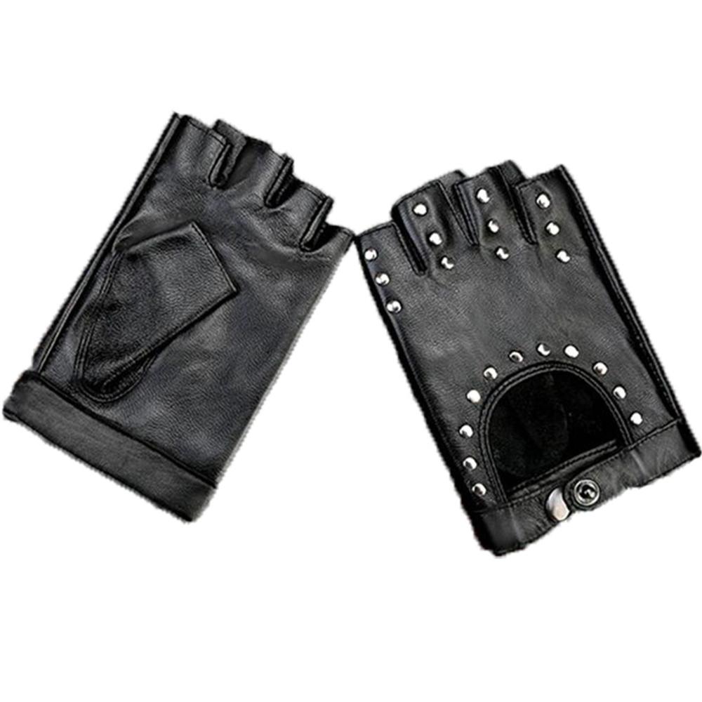 Driving Ride Motor Leather Mittens Punk Glove Fingerless Gloves