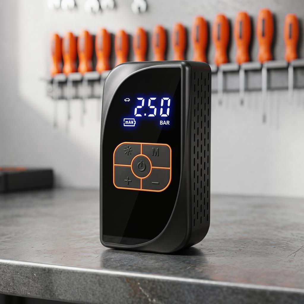 PR-1009 Car Tire Inflator Portable Air Pump 150PSI 4500mAh Battery Power Bank Dual Charge DC12V Type-C LED SOS Light