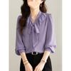 Elegant Womens Chiffon Shirt With Fabric For Spring Office Wear