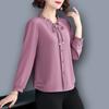 Casual Fashion Office Lady Solid Drawstring Button Shirt Autumn O-Neck Ruffled Neck Long Sleeve Loose Tops Women's Clothing
