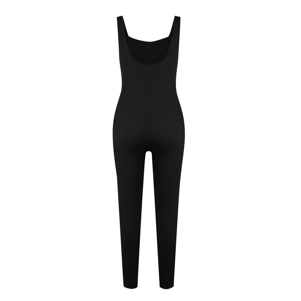 Женский повседневный однотонный комбинезон с квадратным вырезом и без рукавов, тонкий комбинезон для йоги
