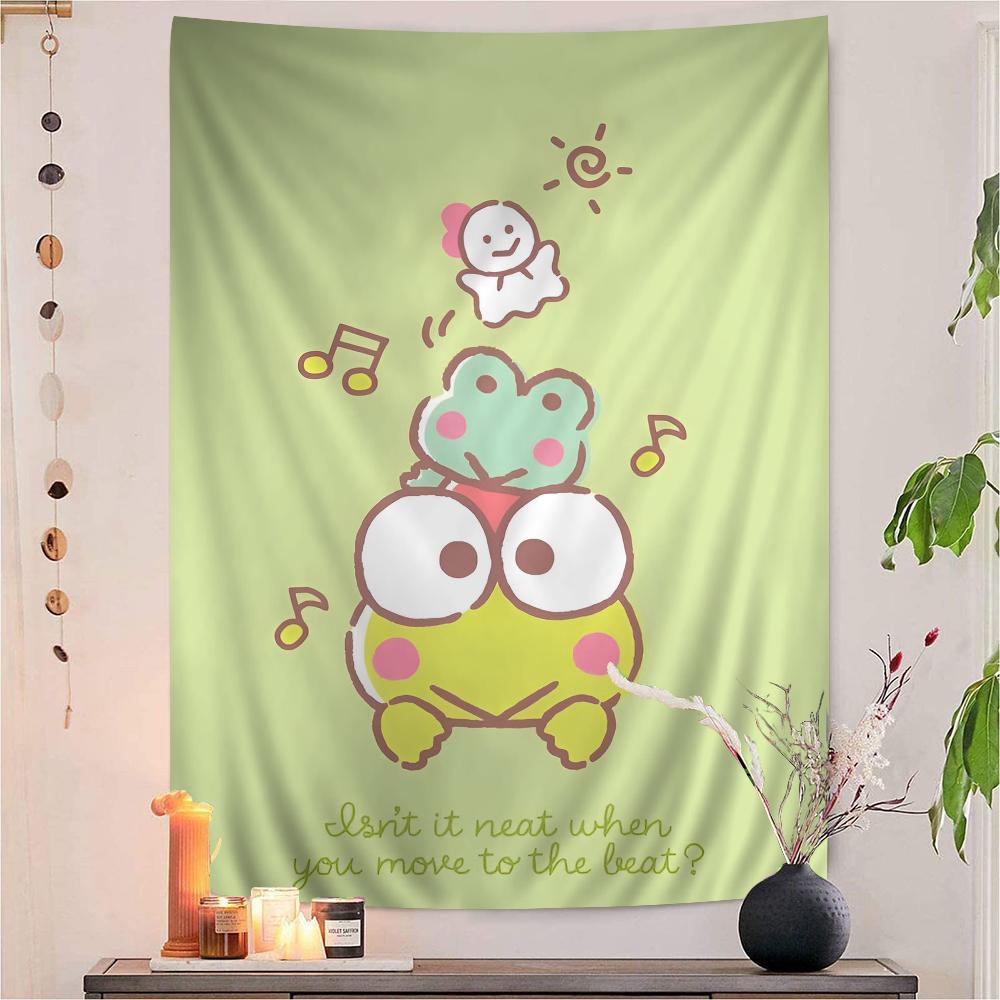 Cute Kero Kero Keroppi Cartoon Tapestry Bohemian Wall Tapestries Mandala Wall Hanging Sheets