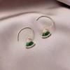S925 Sterling Silver Emerald Scallop Earrings Special Interest Light Luxury Diamond-Embedded White All-Matching Graceful Ear Hook Women