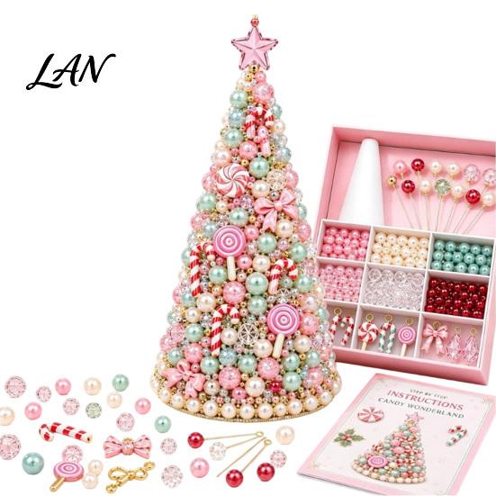Handmade Gift for Craft Lovers DIY Beaded Tree Kit Adults, Christmas Bead Kit, Holiday Activity Relaxation 3D Ornament Tabletop Mantel Decoration