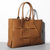 Genuine Leather Bag 2023 Autumn/Winter New Woven Tote Bag Cowhide European and American Foreign Trade Bags Checker Handbag Leather