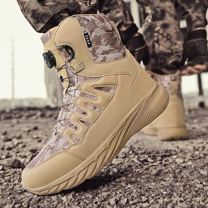 New Men Tactical Boots Brand Army Boot Military Ankle Hiking Shoes Safety Desert Work Climbing Shoes Waterproof High Quality