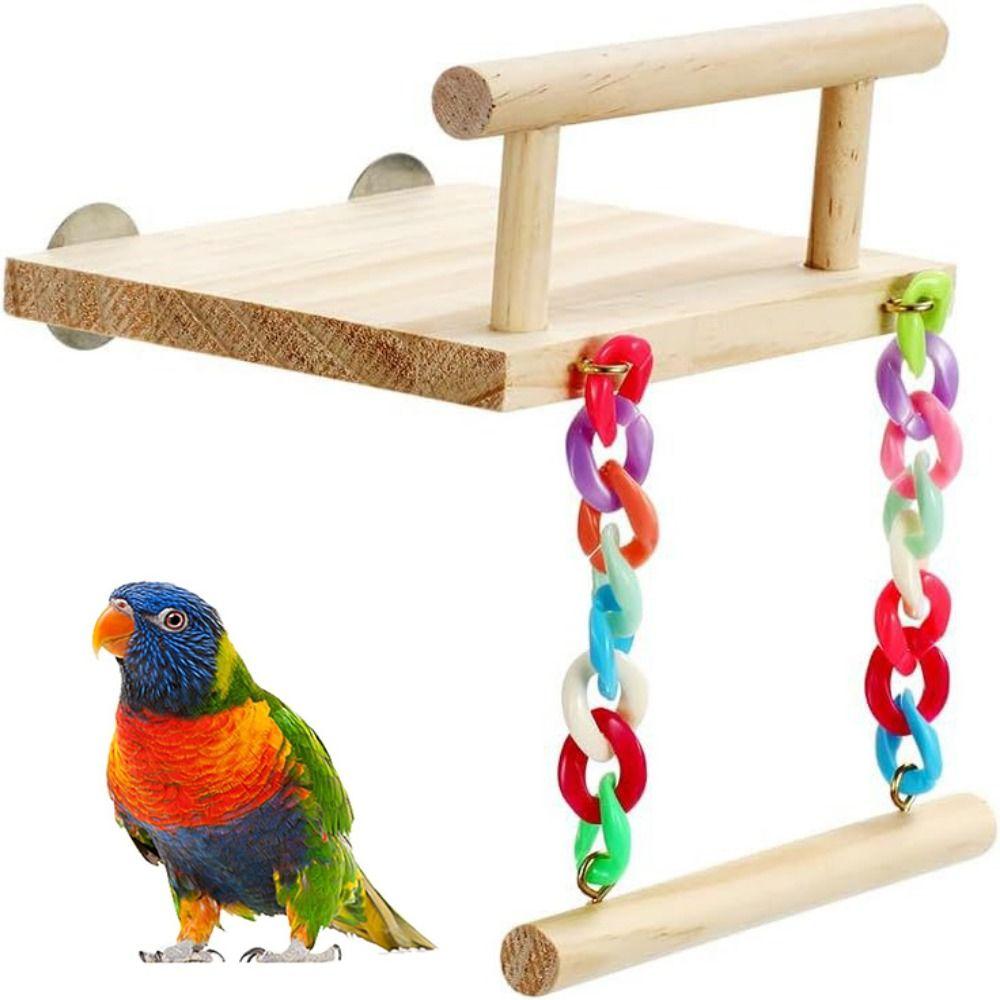 Подставка для птичьего жердочки из натурального дерева, клетка-платформа, подвесная игрушка для попугая, шиншиллы