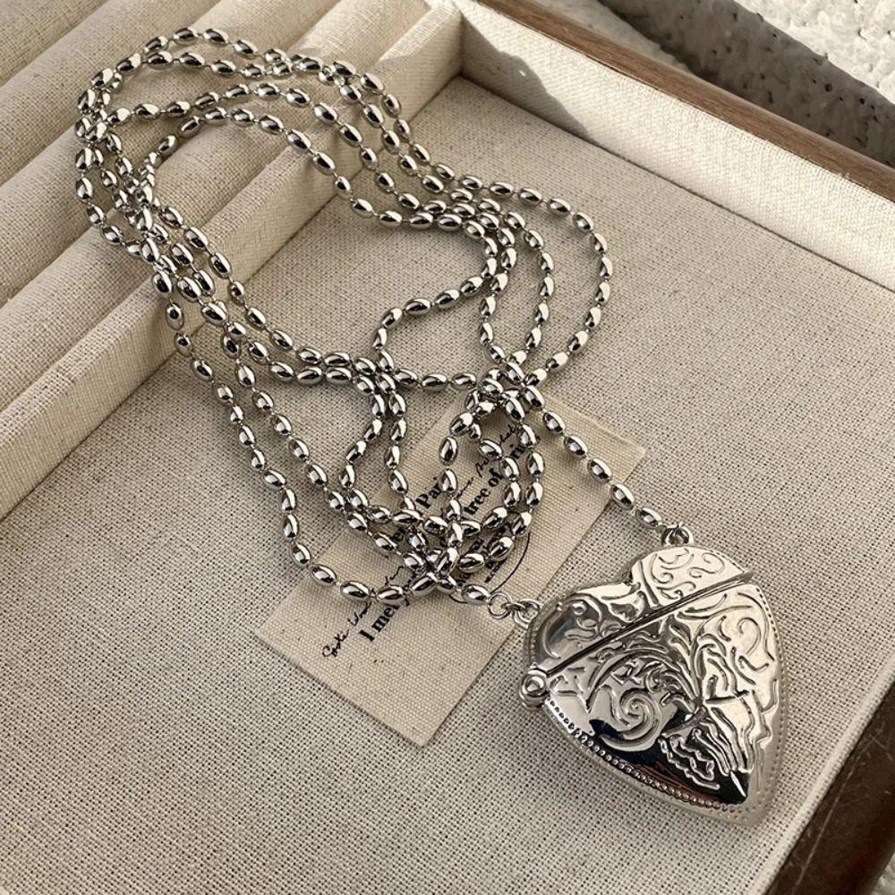 Openable Heart Locket Necklace Zinc Zinc Alloy Metal Photo Box Pendant Jewelry and Accessories