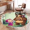 Masha and the Bear Pattern Round Rug, Indoor/Outdoor Mat, for Picnic, Gameroom, Bedroom, Office, Living Room, Home Decor Carpet, Birthday Gift
