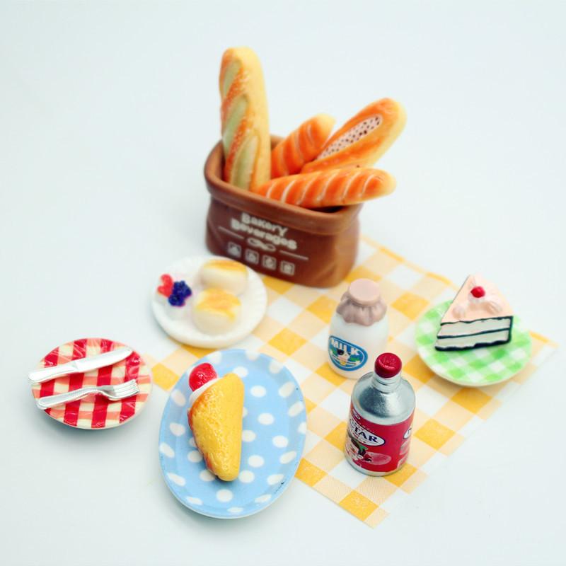 1 Набор Кукольный домик Мини Завтрак Игра Дим Сам Хлеб Джем Тарелка Модель Миниатюрная Кухня Готовка Выпечка Модель Сделай сам Кукольные Аксессуары