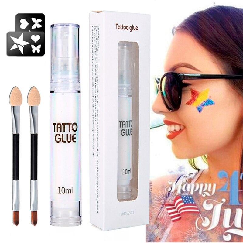 10 мл клей для тела и лица, гель с блестками, временная татуировка, гипоаллергенный макияж с кистью, хайлайтер для вечеринки в честь Хэллоуина, алмазный блеск