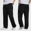 Мужские тонкие повседневные брюки весна/лето — большие, свободные, из чистого хлопка, эластичный пояс, прямой крой, стиль для людей среднего возраста