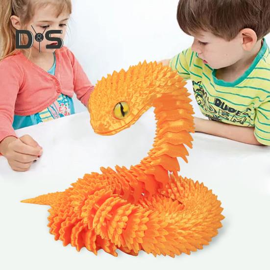 3D Printed Animals Articulated Simulated Snake Stress Relief Toys Realistic Flexible Snake Fidget Toy Tabletop Ornament for Kids Adults