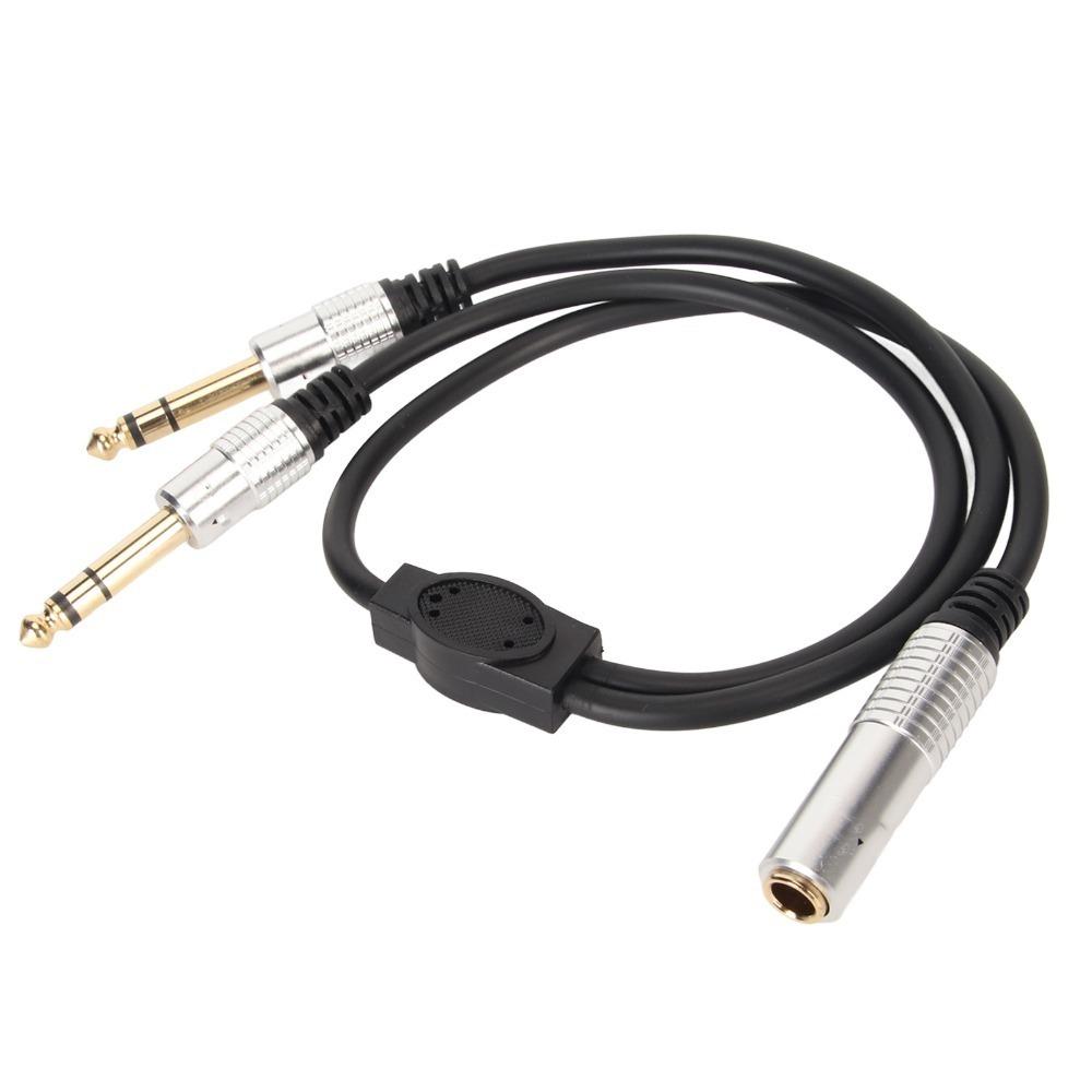 1.6ft 6.35mm Female to 2 Male Cable Plug and Play Speaker Y Extension Cable Audio Equipment