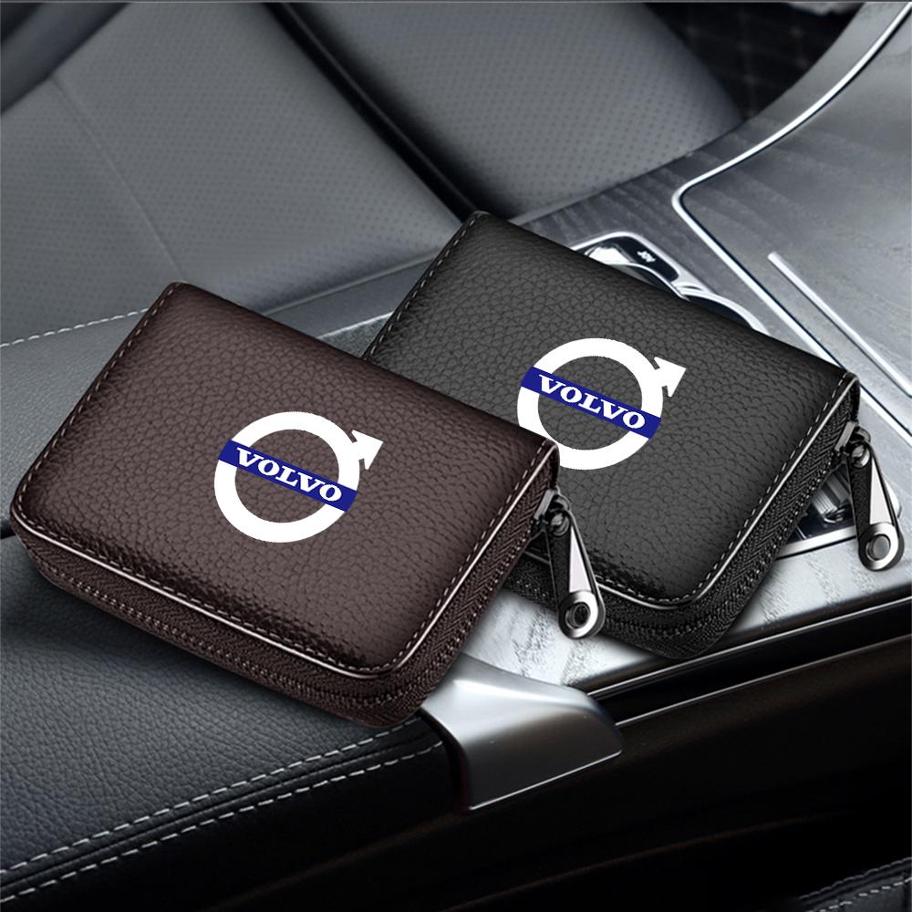 PU Leather Short Wallet With Zipper Coin Pocket Vintage Big Capacity Short Money Purse Card For Volvo XC90 XC60 C30 S60 C70 XC40