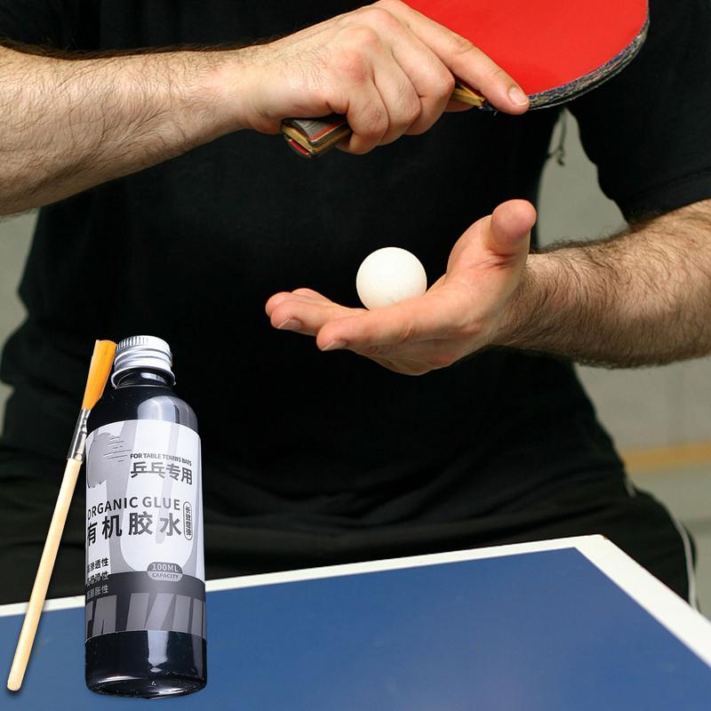 100 мл Профессиональный клей для накладок для настольного тенниса Клей для скорости для ракеток для пинг-понга с кисточкой Клей и очиститель для резины для школы и офиса