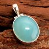 Aqua Chalcedony Gemstone Handmade Pendant 100% 925 Sterling Silver Jewelry