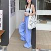 Korean Striped Droopy Casual Pants for Women In Spring and Autumn New Loose Trend Drawstring Straight and Versatile Floor Trousers