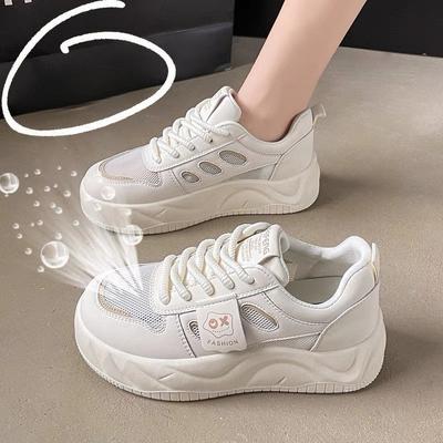 Сетчатые нескользящие кроссовки женские весенние новые уличные кроссовки с мягкой подошвой для студентов на толстой подошве