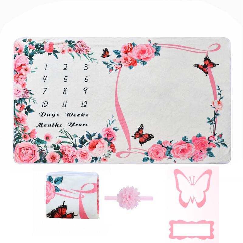Фотоодеяло с лентой для волос и венком для малышей - фланелевый фон для памятных дат и объятий.