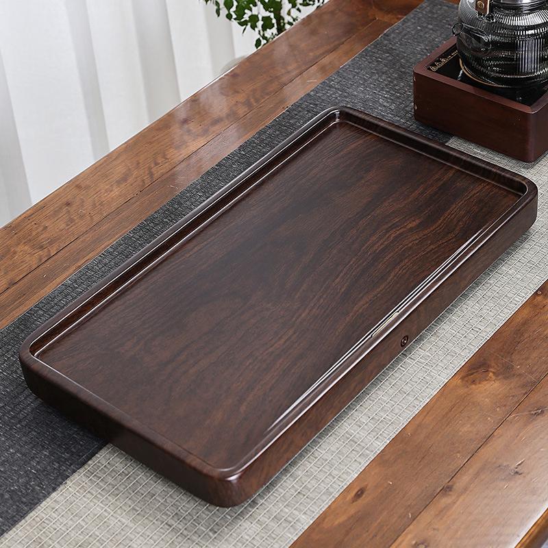 Shangqi Ebony Wood Grain Bamboo Tea Tray with Drainage