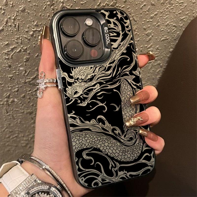 Крутой чехол для телефона с тотемом дракона iPhone 15 Pro Max 11 12 13 16 14 Plus Силиконовый ударопрочный чехол Защитная крышка для объектива