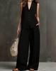 1116 spring and summer new European and American high-end fashion simple sleeveless vest wide-leg pants suit women