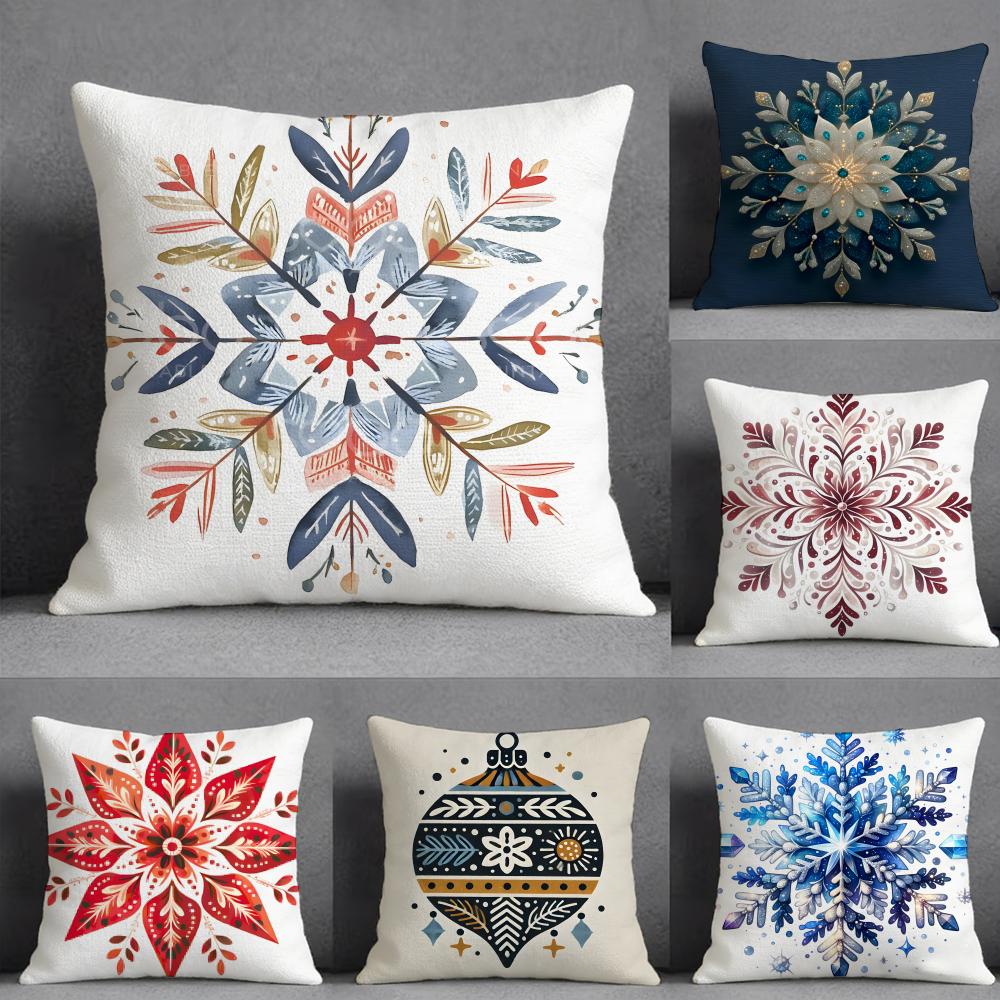 Snowflake Hexagonal Maple Leaf Pillow Case Pillowcase Doublesided Printed Sofa Cushion Bedroom Headboard Pillow