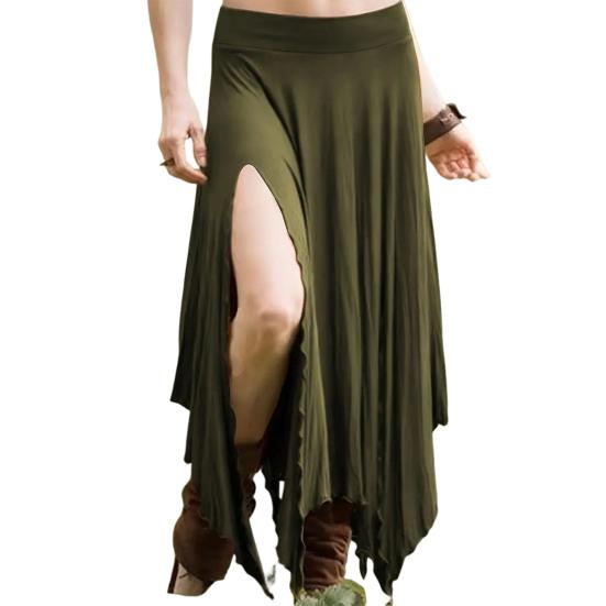 Женская юбка с высокой талией, однотонная, неровный подол, длинная юбка с боковыми разрезами, утягивающая юбка для работы, отдыха, путешествий