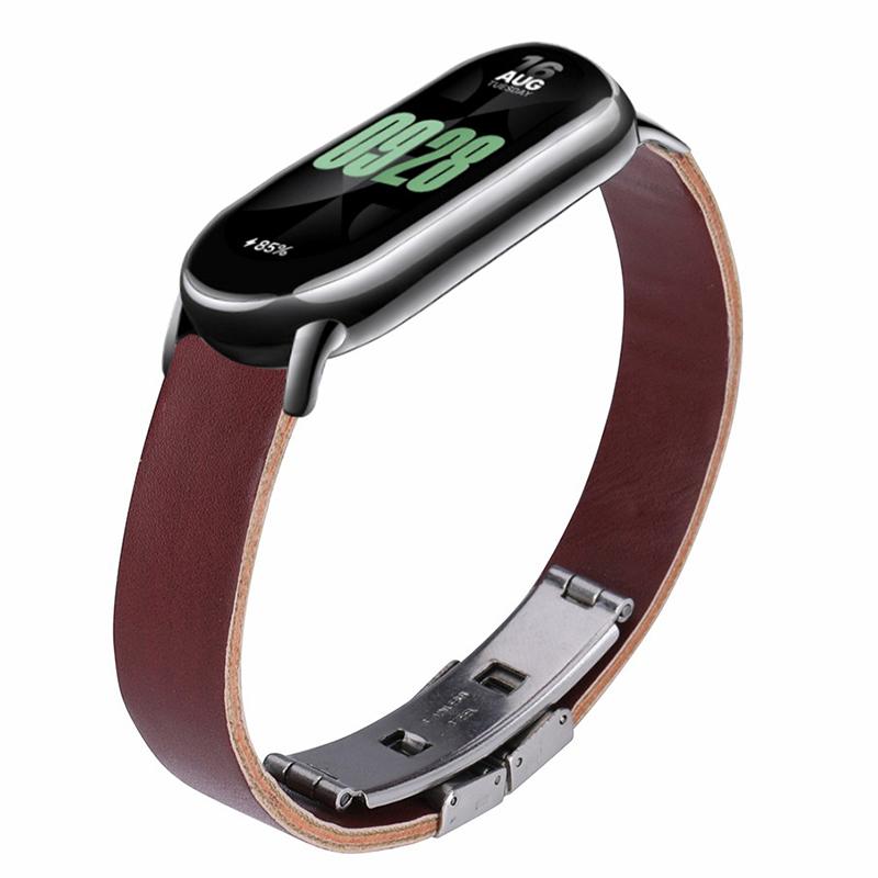 For Xiaomi Smart Band 9 NFC/Band 9/Band 8 NFC/Band 8 Leather Watch Strap Butterfly Buckle Replacement Band