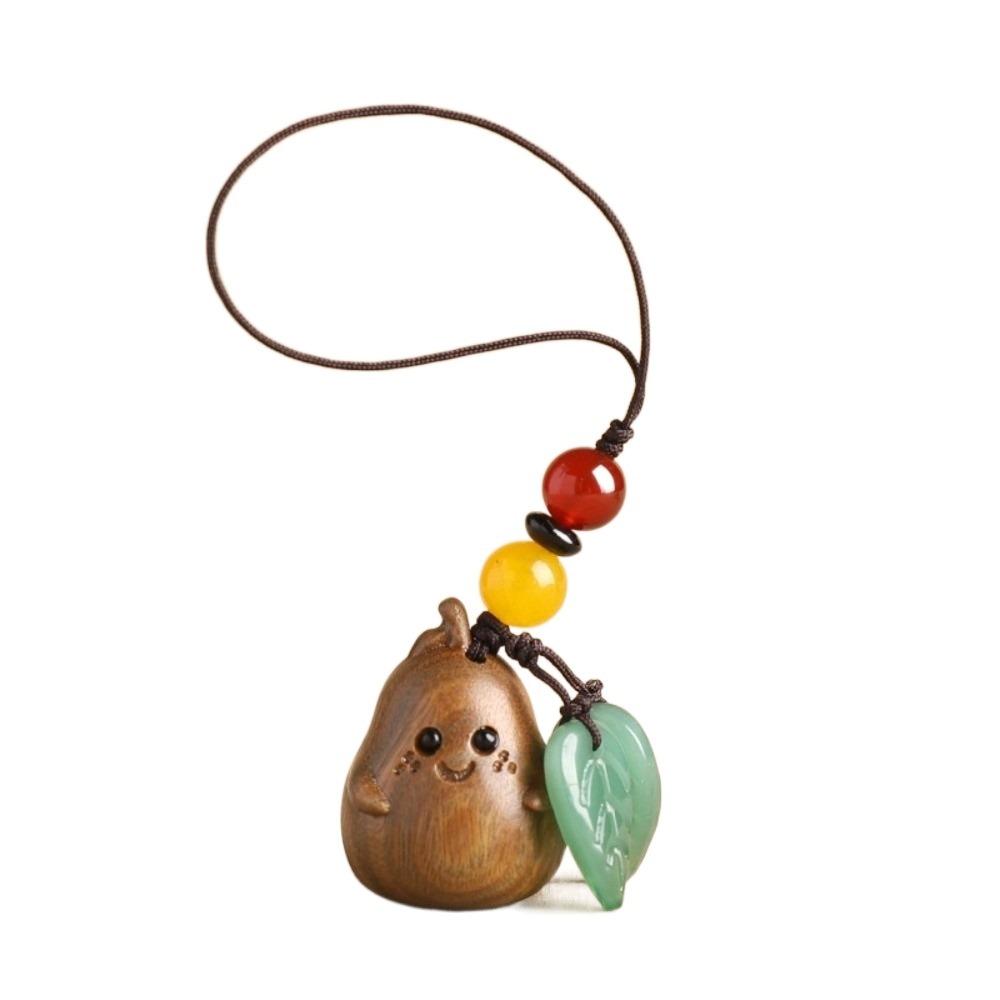 Sandalwood Bag Pendant Cartoon Wood Phone Chain Cute Pear Key Chain Jewelry Findings