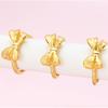 Brass Gold Delicate Plated Open Bow Ring Adjustable Fit Simple Stylish Womens Jewelry
