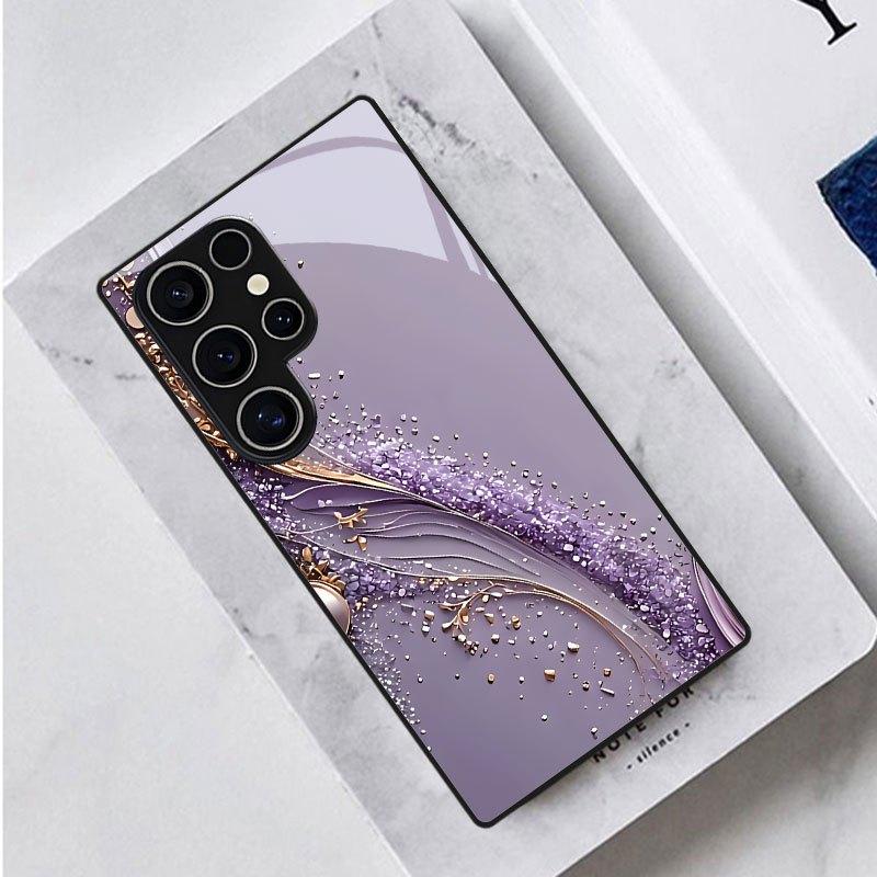 Фиолетовая текстура с градиентом Изысканный чехол для телефона для Samsung Galaxy S26 S25 S24 S23 S22 S21 FE Ultra Plus Мужчины женщины Встроенное стекло