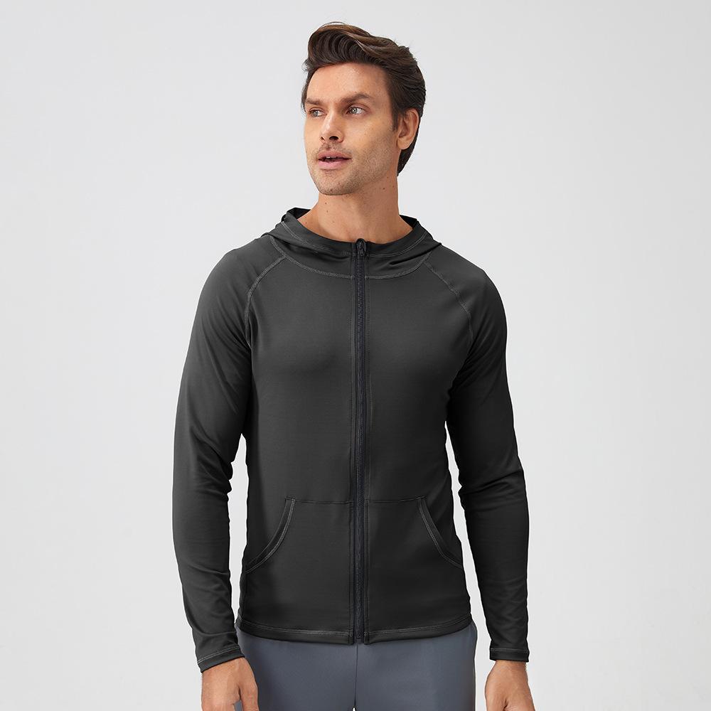 Мужские спортивные футболки с капюшоном и молнией по всей длине UPF 50+ с защитой от солнца Спортивные рубашки с длинными рукавами для рыбалки Спортивные рубашки для бега для тренировок с капюшонами
