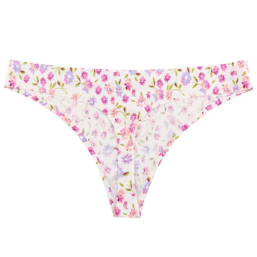 Sexy Seamless One-Piece Printed Mid-Waist Thong