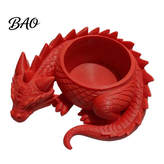 Fantasy Plant Pot 3D Printed Flower Pot, Fairy Tale Style Dragon-Shaped Planter Yellow Dragon with Breathable Design, Small Container for Home Decor
