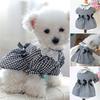Pet Dress Soft Comfortable Bowknot Pet Lace Neckline Black White Dog Cat Plaid Dress