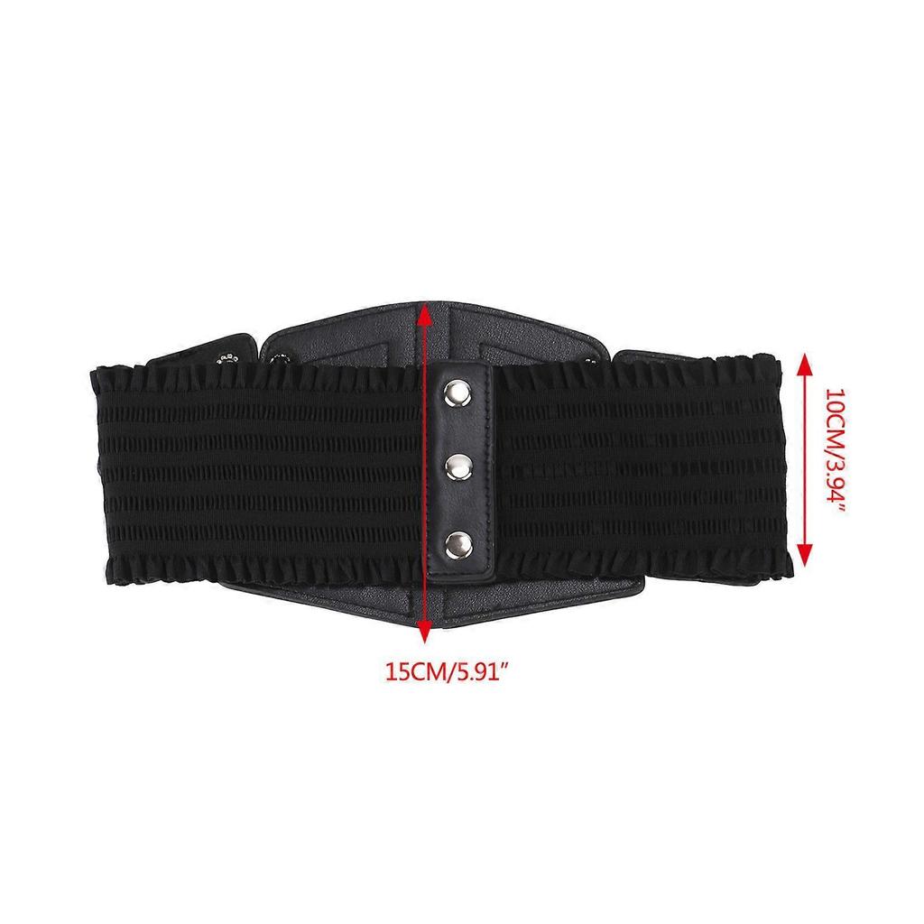 Women Wide Lace Up Corset Flouncing Waist Belt Shapewear Stage Dance Performances Lace Up Waistbelt Corset Black 77cm