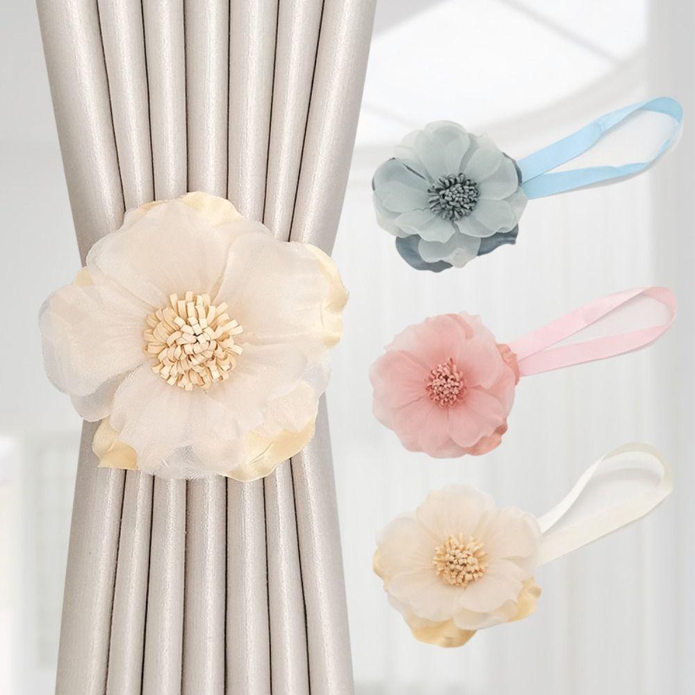Magnetic Curtain Strap Flower Shape Curtain Fixer Clip Curtain Hanging Rope Home Decoration