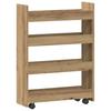 Narrow Storage Cart 4 Tiers Artisan Oak Engineered Wood