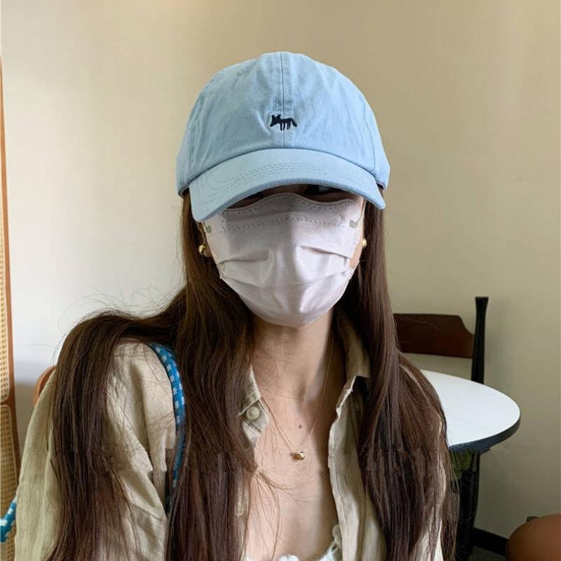 Embroidered Little Fox Baseball Hat Unisex Wide Brimmed Face Showcase Little Duck Tongue Hat Travel Sunshade Hat